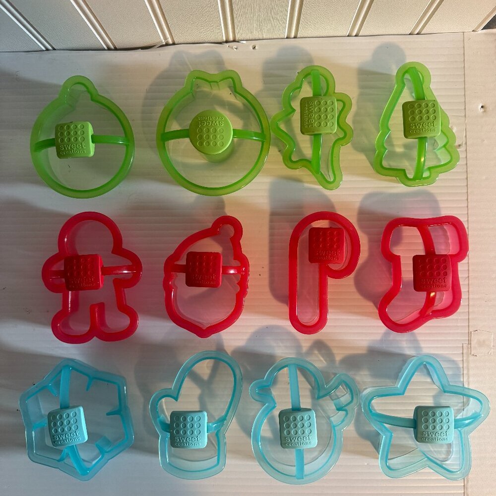 Sweet Creations Plastic Holiday Cookie Cutters With Soft Grip by Good Cook 12 Ct